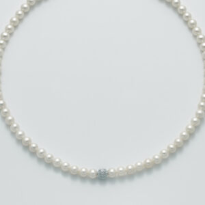 Collana Perle Bianche 5,5-6 Mm E Boule Oro Bianco 18 Kt Miluna PCL5300